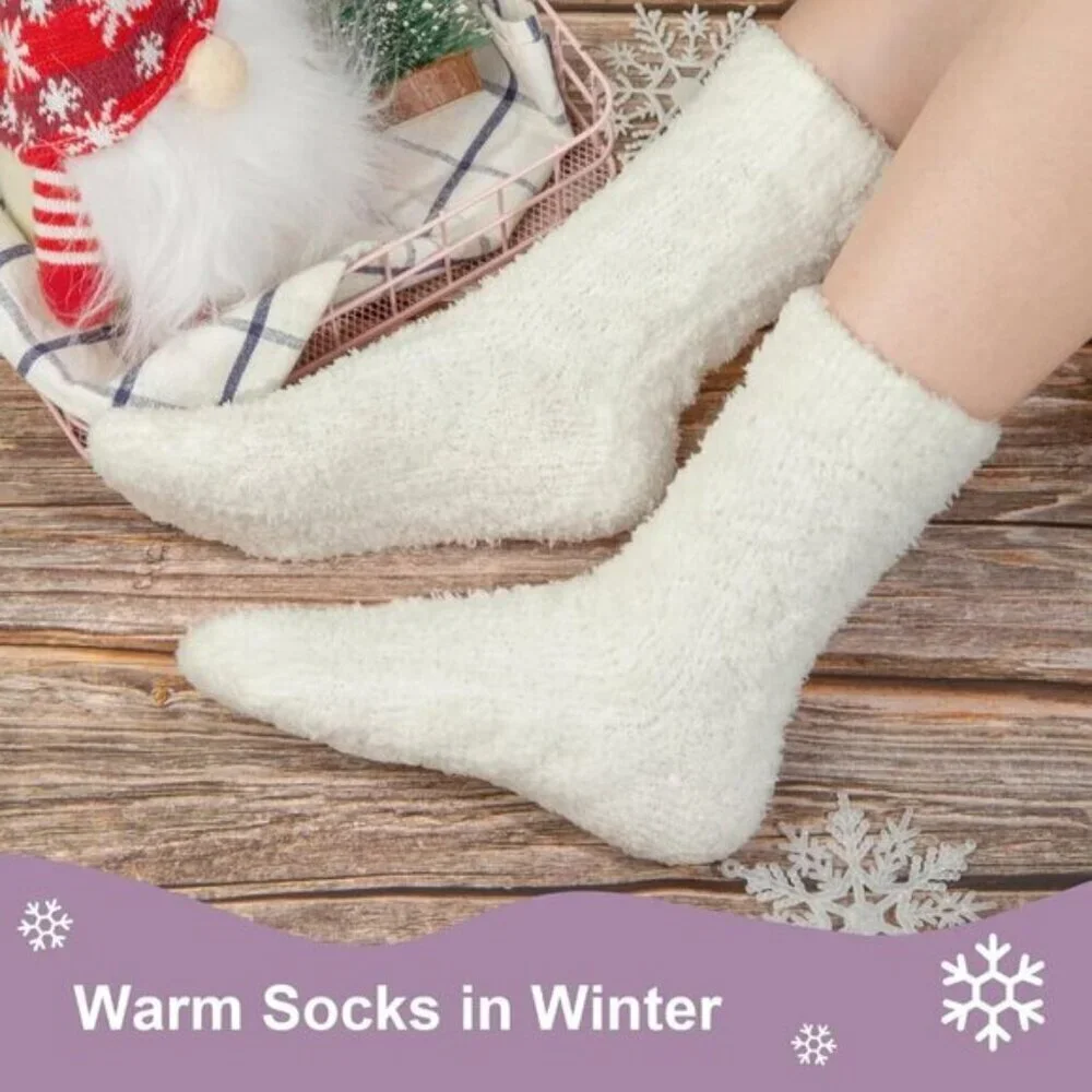 7-Pair Women’s Fuzzy Socks Cozy Warm Fluffy Christmas Gift Set